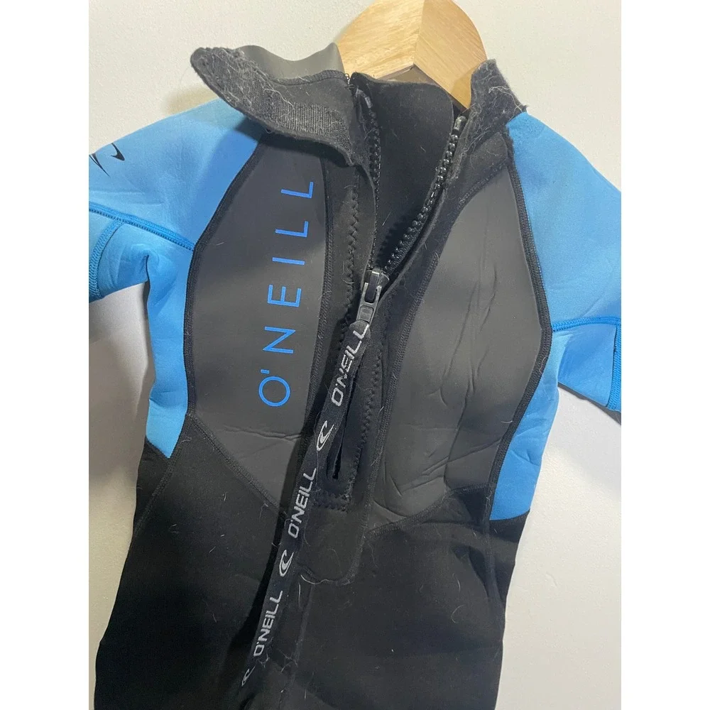 O'Neill Kids Reactor II 2mm Back Zip Short Sleeve Spring Wetsuit Blue Black Sz 8